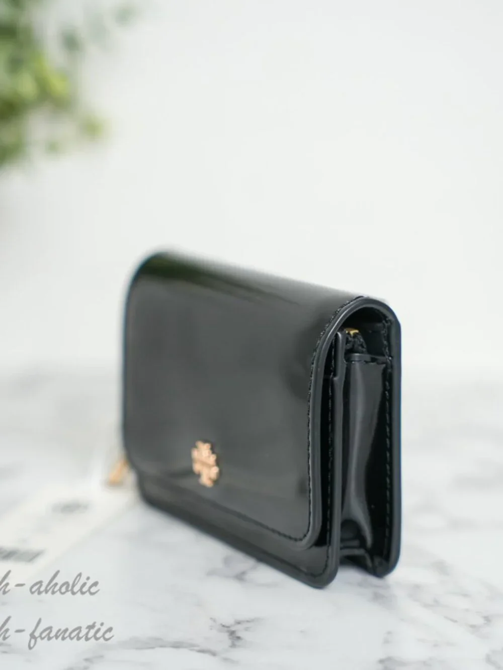 Tory Burch Emerson Smooth Leather Flap Card Case 176972 Black NWT